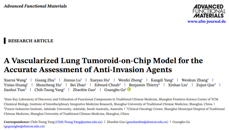 beat365官网交叉科学研究院团队成功研发血管化肺癌类器官芯片
