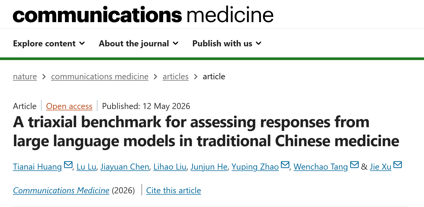 beat365官网中医药人工智能学院唐文超团队联合构建中医药大语言模型性能测试基准“TCM-3CEval”